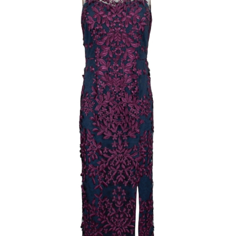 JS Collections Boat Neck Embellished Mesh Dress